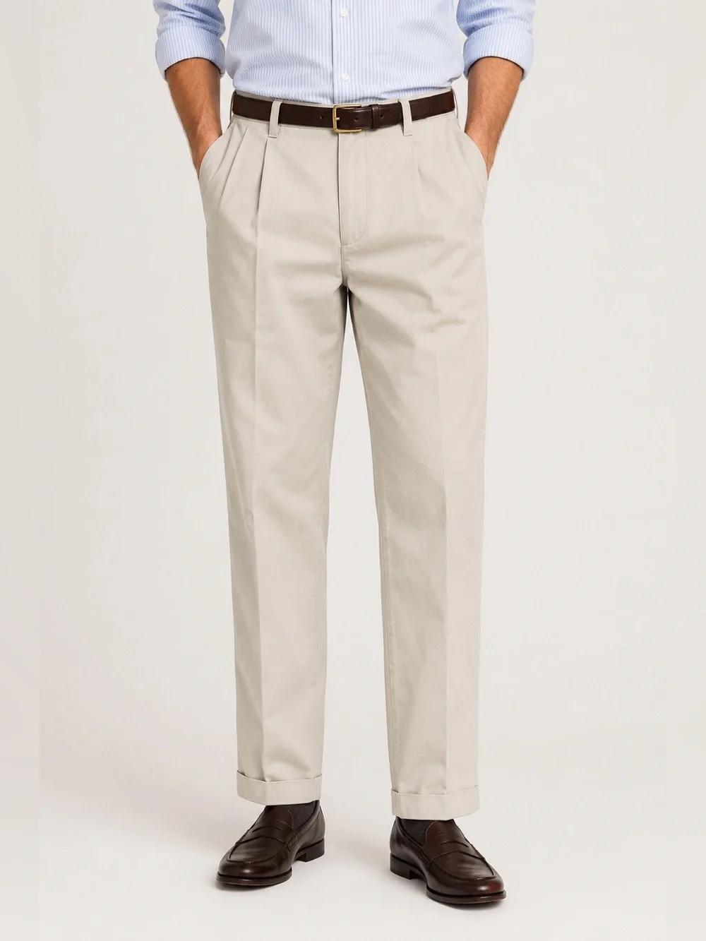 Brooks Brothers Advantage Chino Elliott Pleated Pants Men’s 36x30 Beige Cotton